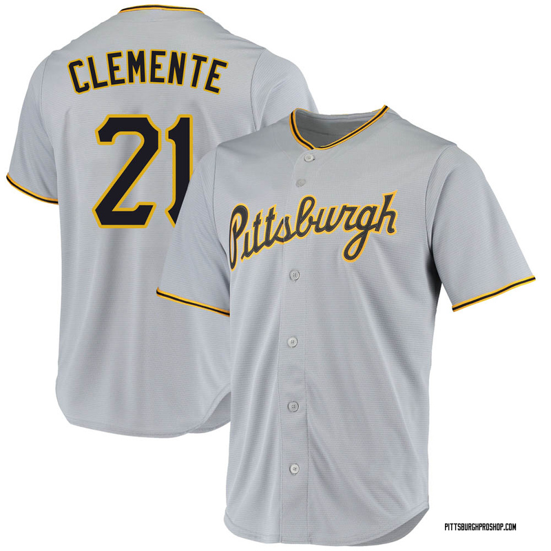 Men’s Nike Roberto Clemente Pittsburgh Pirates Cooperstown Collection Gray  Jersey
