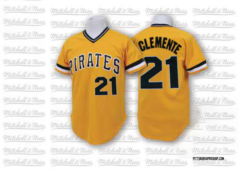 Roberto Clemente Pittsburgh Pirates Yellow Throwback Jersey.